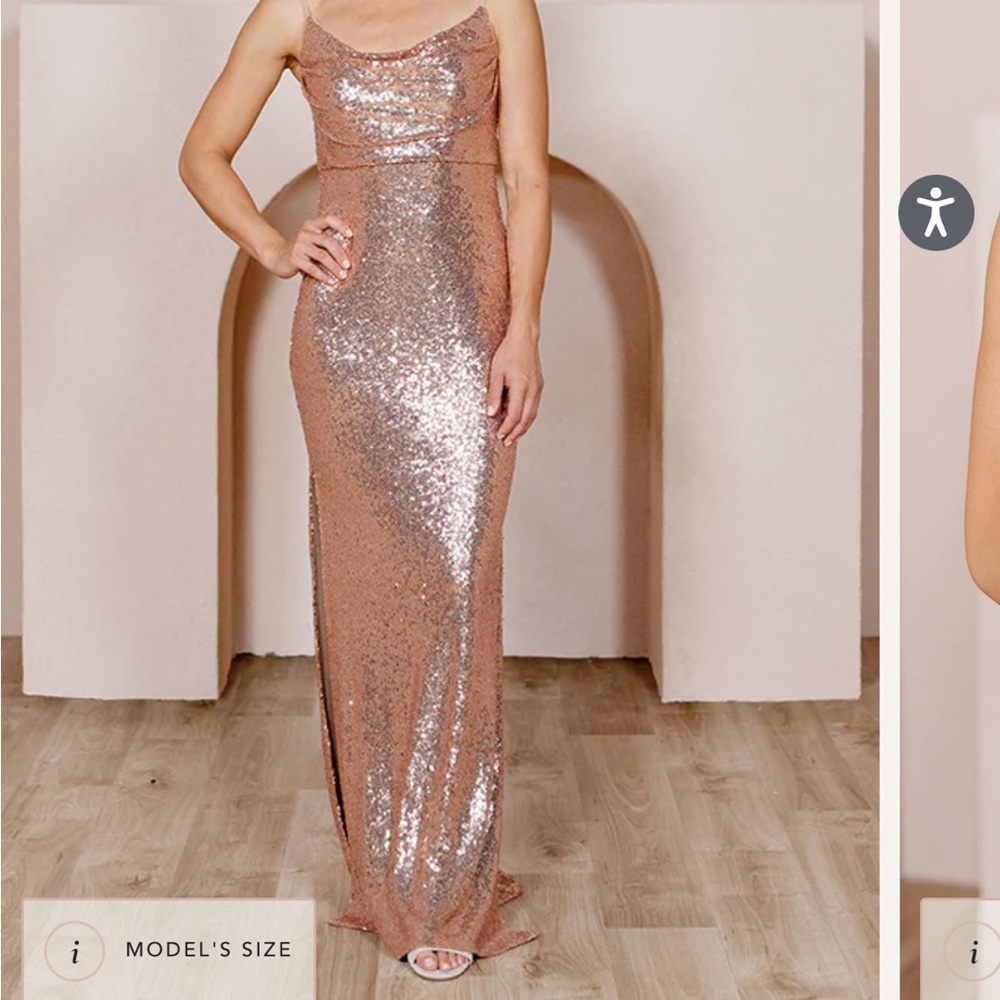Revelry Skye Rose Gold Sequin Dress